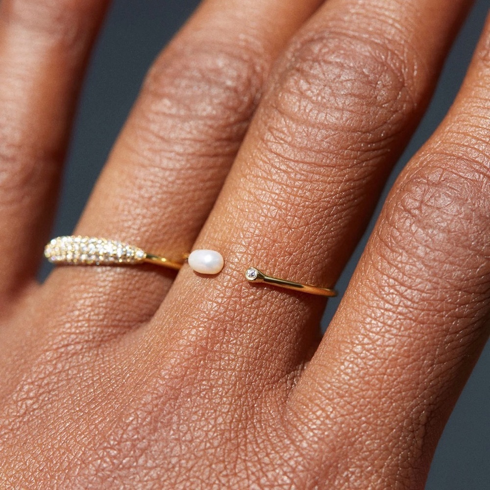 14k Open Pearl Cz Ring 52$